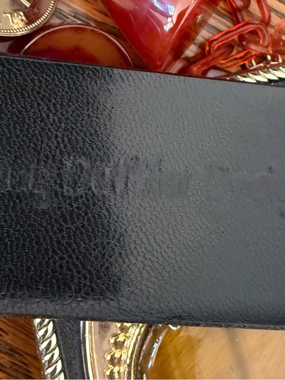 Glossy Black Patent Waist Belt with Gold-Tone Trim - Picture 5 of 6